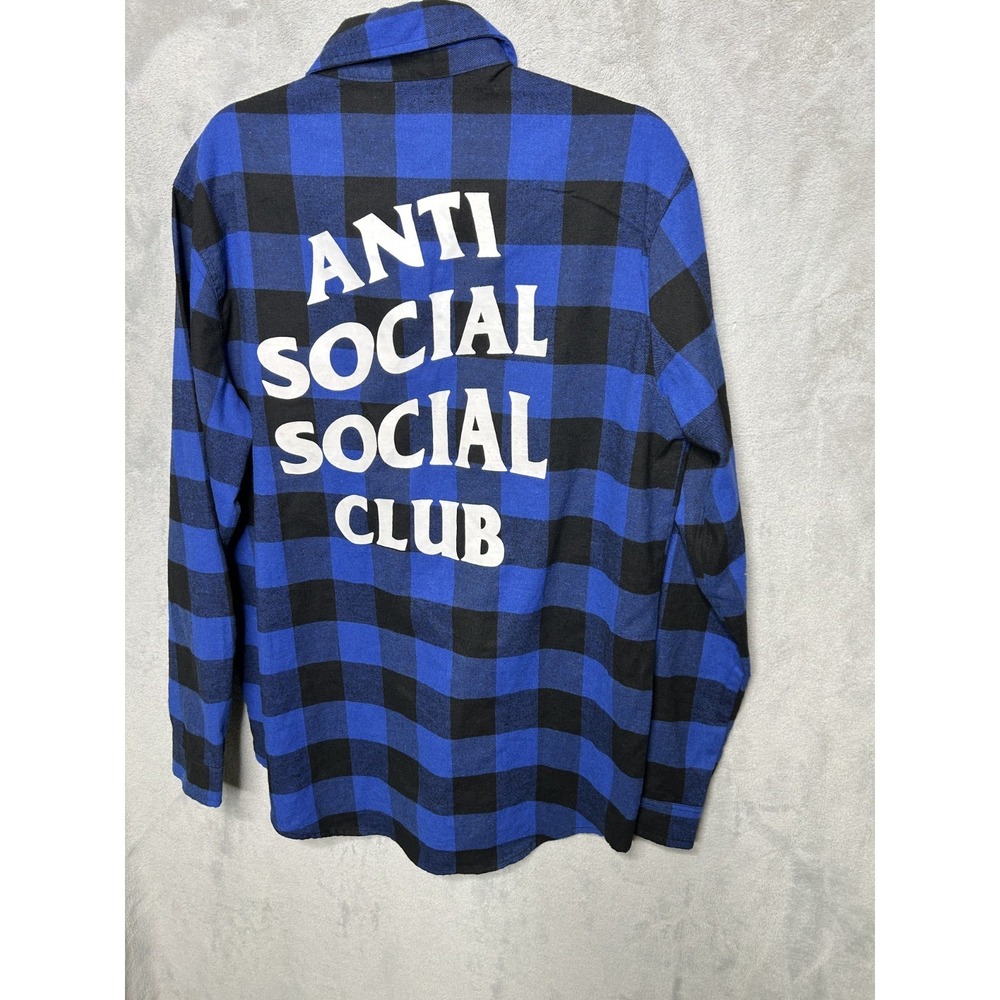 Anti Social Social Club Shirt Mens 2XL  Blue Black Buffalo Check Flannel